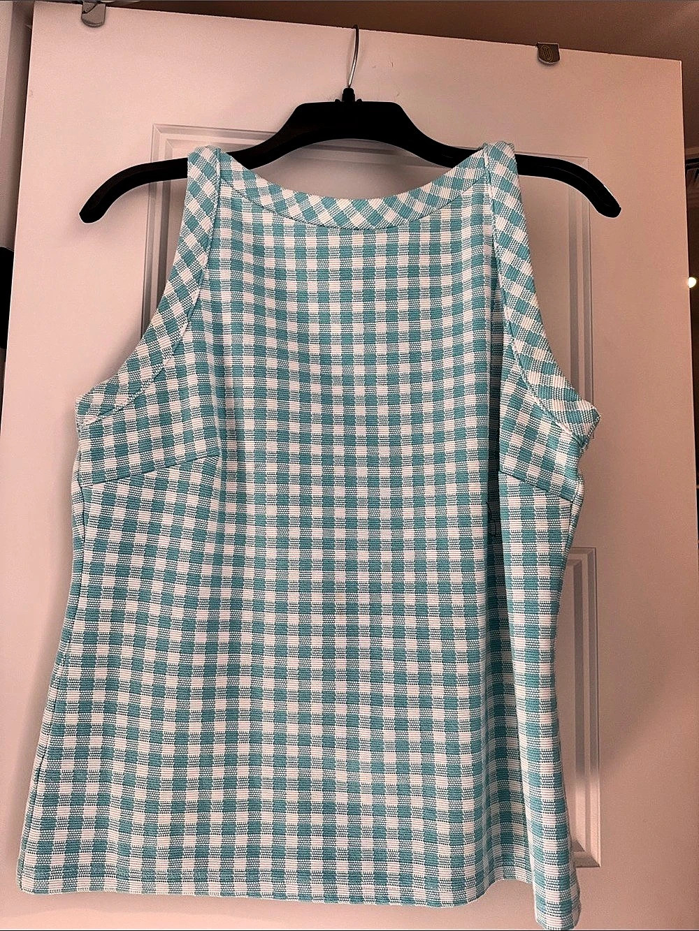 Ann Taylor Petite Checkered Mini Dress in Blue & White Size LP Like New